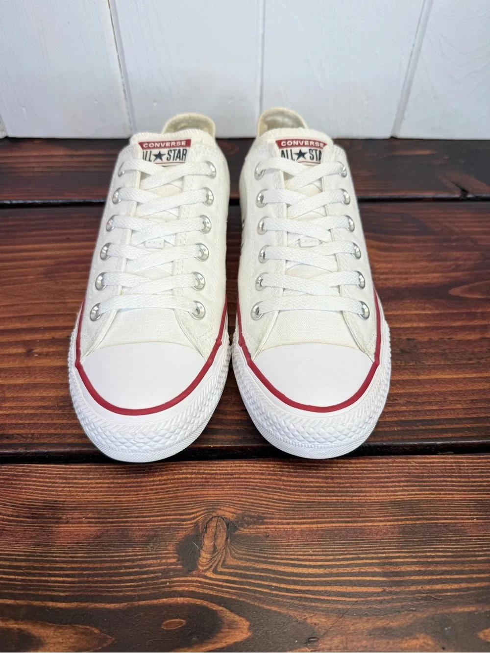 Converse Chuck Taylor All Star Low Top White Canvas Sneakers Size 8